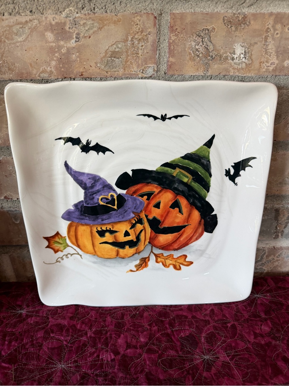 Halloween Jack-O'-Lantern Decorative Square Serving Plate
